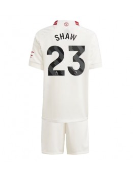Billige Manchester United Luke Shaw #23 Tredjedraktsett Barn 2023-24 Kortermet (+ Korte bukser)